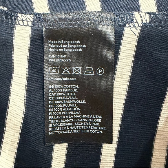 H&M Striped Navy and Cream 100% Cotton Maternity T-Shirt Dress New With Tags - Picture 7 of 9